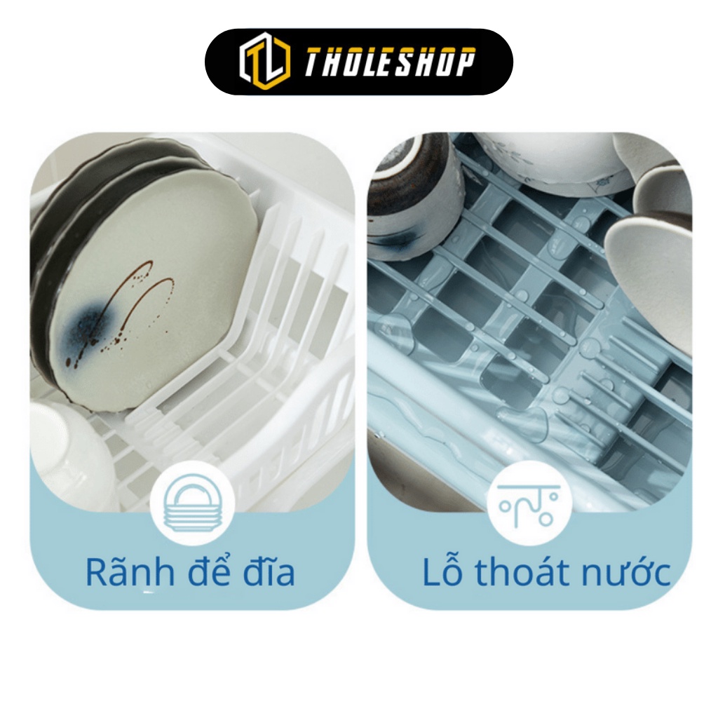 Kệ Úp Chén - Rổ Úp Bát Dĩa Có Ống Đựng Đũa Muỗng Kèm Khay Hứng Nước Tiện Lợi 1073