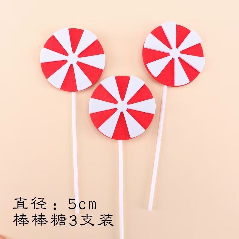 Set 3 cây kẹo mút xốp trang trí bánh kem bánh sinh nhật