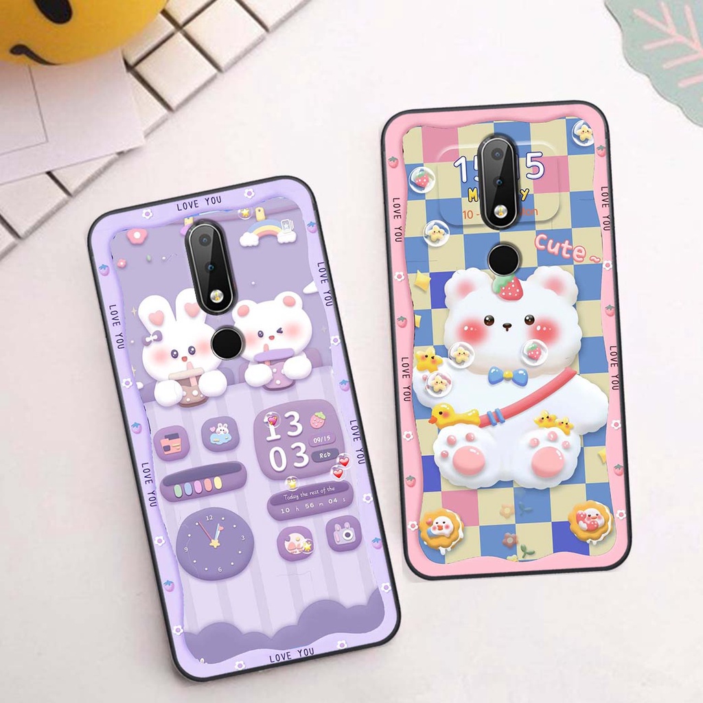 Ốp lưng Nokia 7.1 / 7.1 Plus / X5 / X6 in hình gấu cute,bò sữa 3D cute dễ thương bảo vệ điện thoại.