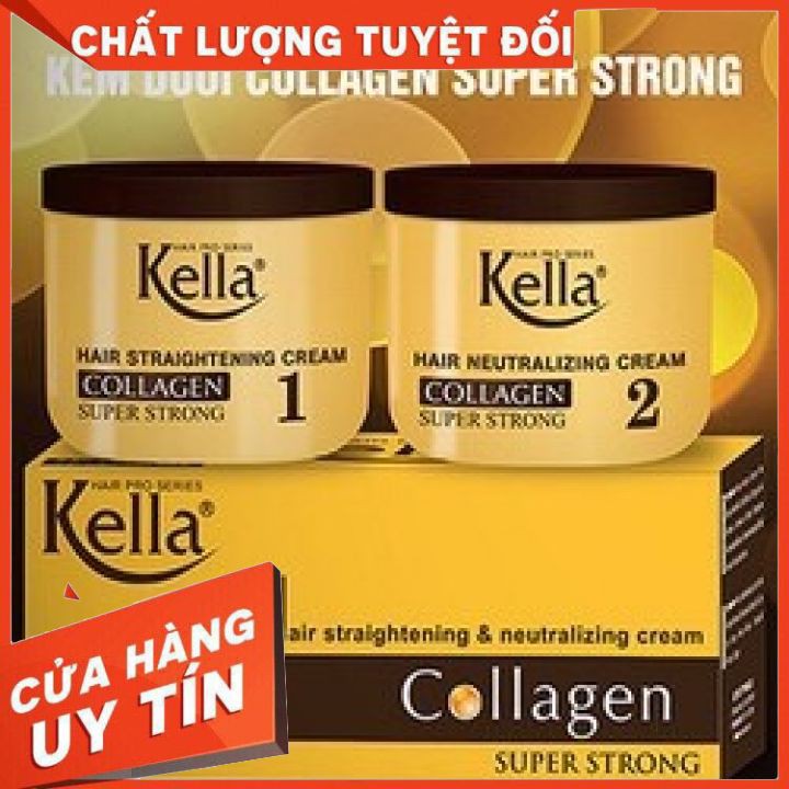 [CHÍNH HÃNG]KEM DUỖI THẲNG TÓC,KEM ÉP TÓC KELLA- Collagen Kella(Vàng)500M*2 DUỖI THẲNG TÓC PHUC HỒI BÓNG MƯỢT DÀNH CHOHO