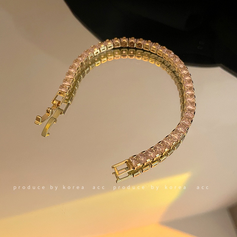 Vòng Tay Kim Loại Đính Đá Zircon Thời Trang Cho Nữ