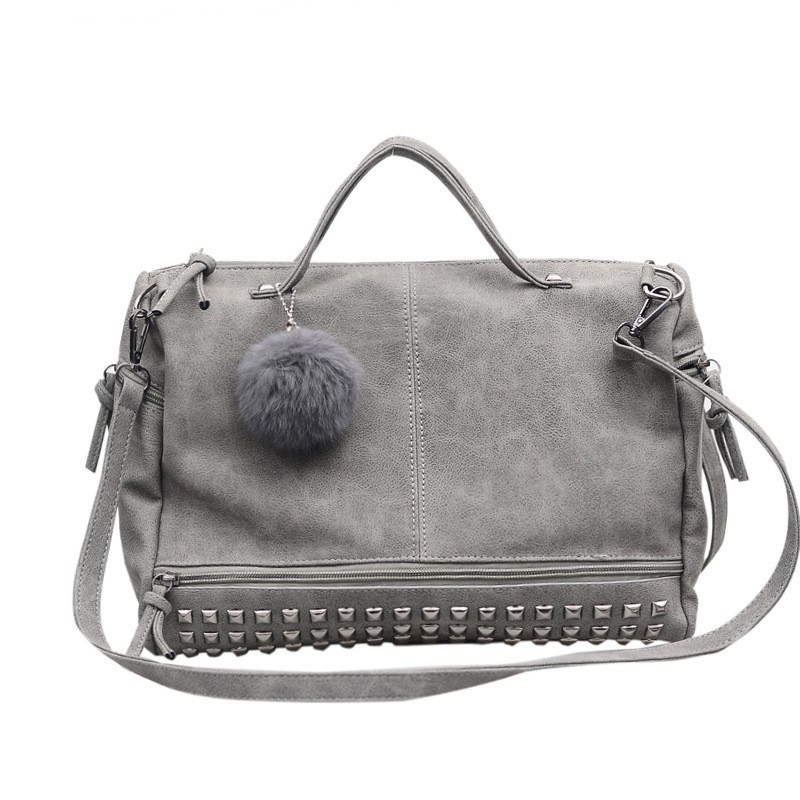 Túi xách nữ cục bông 3936 chất da lộn đính đinh tán có dây đeo chéo Bán lẻ giá sỉ