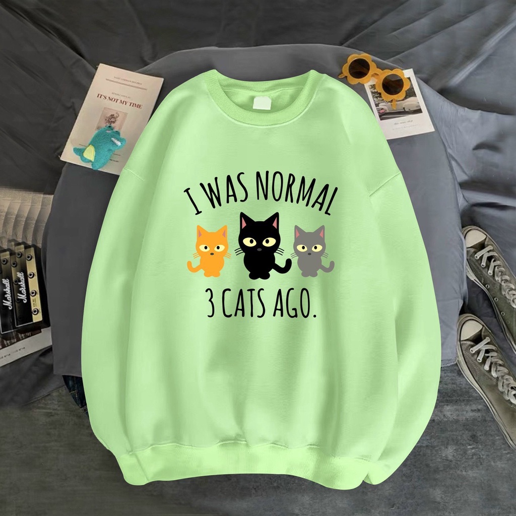 ÁO SWEATER NỈ UNISEX  NAM NỮ IN 3 CATS AGO CỰC ĐẸP