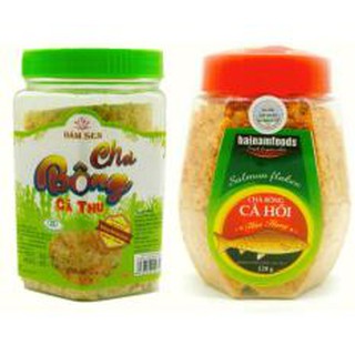 Bộ 1 hộp Chà bông cá hồi Hải Nam 120g + 1 hộp chà bông cá thu Đầm Sen 170g