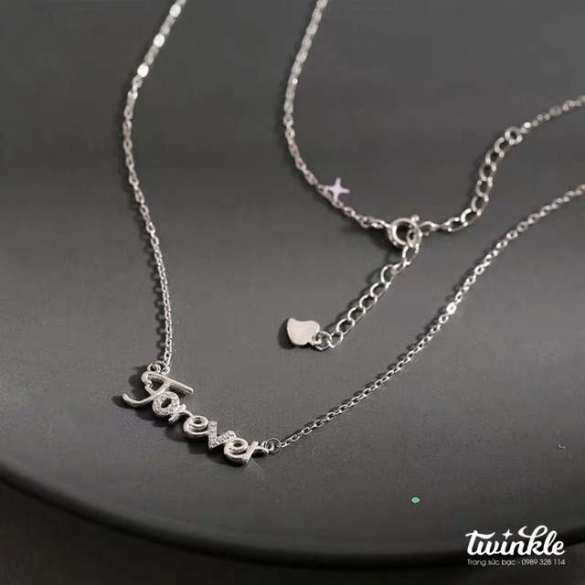 Dây chuyền bạc 925 mặt chữ Forever có đính đá lấp lánh của nữ - Twinkle Silver