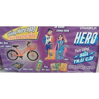 Thùng 48 Hộp Thức Uống Sữa Trái Cây Hero Vị Kẹo Nho 110ml