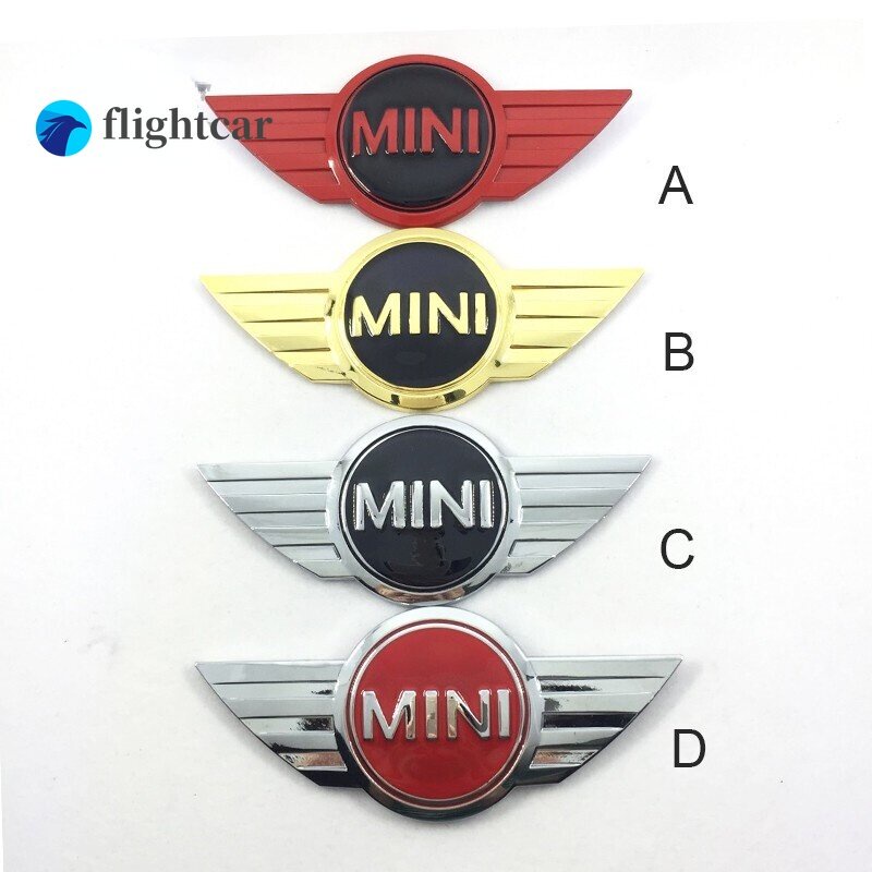 1 x Hình Dán Logo Đôi Cánh Mini Bằng Kim Loại Trang Trí Cốp Trước Xe Hơi Mini Cooper