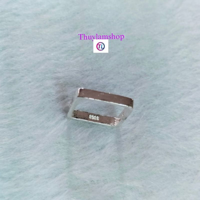 Charm hình vuông bọc hạt 10li bạc 925 làm vòng handmade vĩnh viễn bảo hành