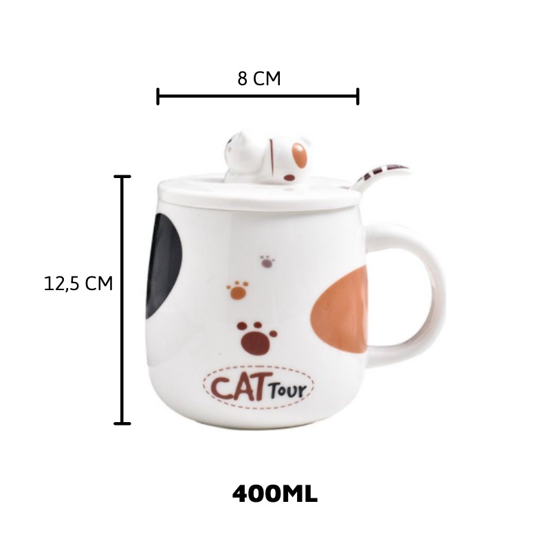 Cốc Sứ Có Nắp Đậy Hình Mèo Cat Tour Ngộ Nghĩnh 400ml | BigBuy360 - bigbuy360.vn