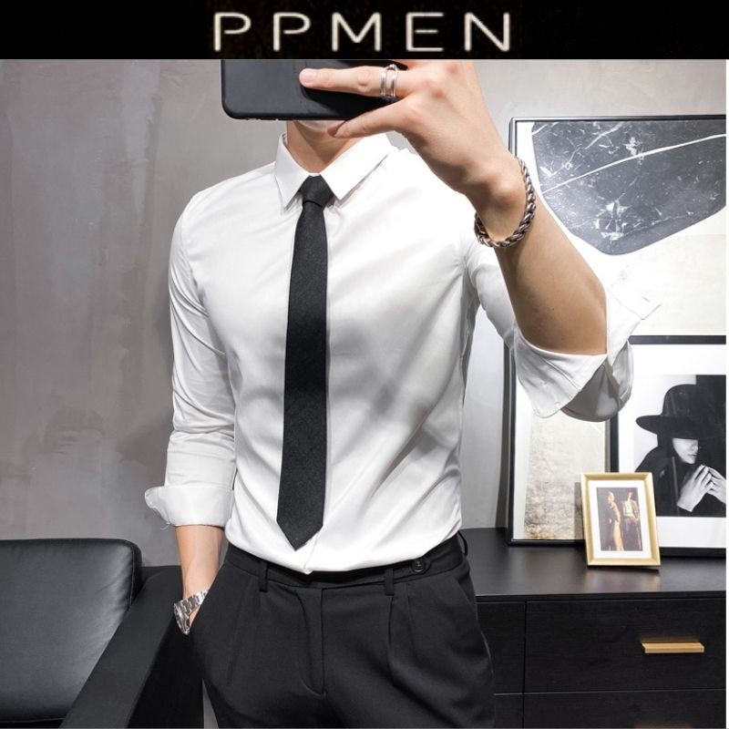 Áo Sơ Mi Nam ❤️𝑭𝑹𝑬𝑬𝑺𝑯𝑰𝑷❤️ Sơ Mi Trắng Dài Tay Dáng Ôm Cao Cấp
