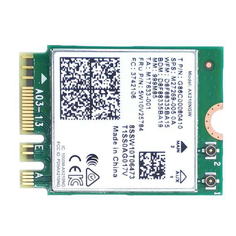 Thẻ Wifi 6E Bluetooth 5.2 Cho Intel AX210 Băng Tần Kép 3000Mbps M.2 AX210NGW 2.4G / 5G 802.11Ax Kèm Ăng Ten IPEX
