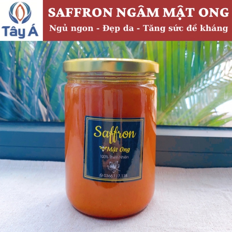 Saffron ngâm mật ong - hũ 5gram-500ml- SAFFRON TÂY Á Bahraman Super Negin-nhuỵ hoa nghệ tây- Nhập khẩu độc quyền từ Iran