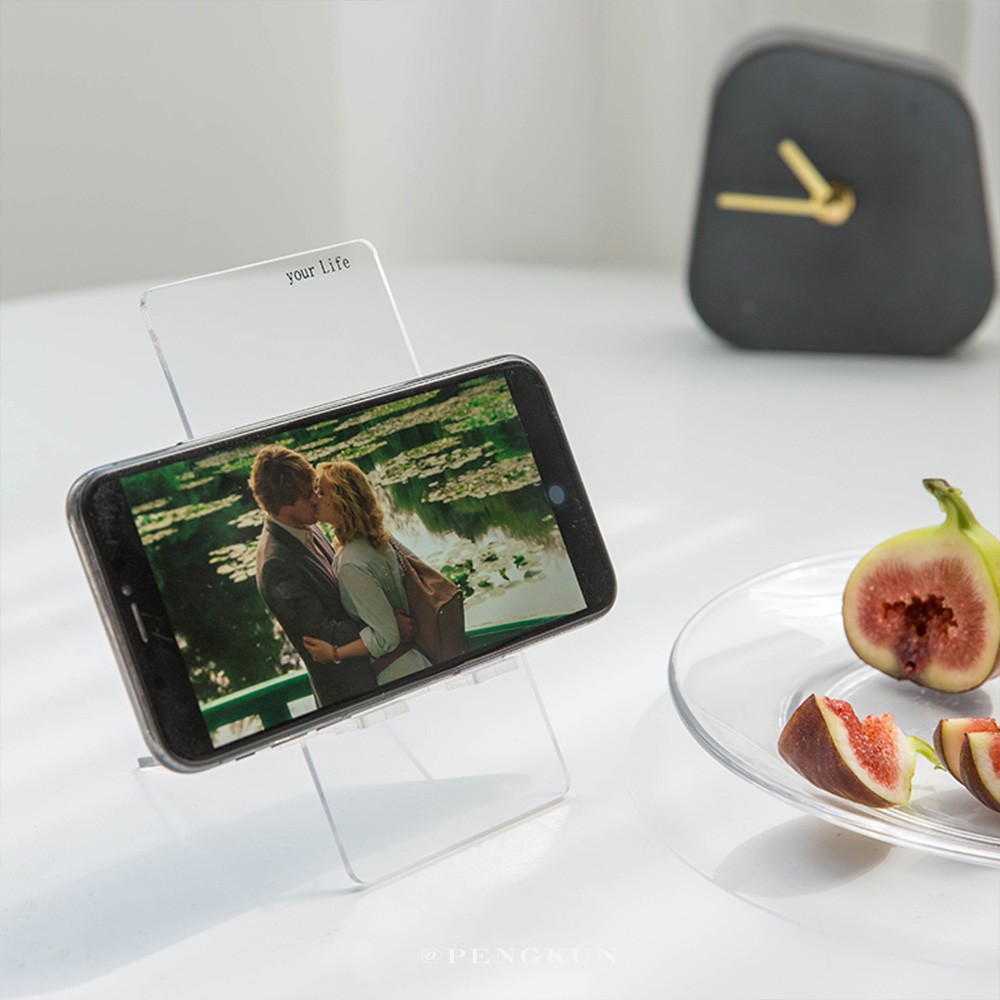 Giá Đỡ iPad/ Điện Thoại Bằng Nhựa Acrylic Trong Suốt Phong Cách Hàn Quốc Hoạ Tiết Chữ Cái Tiếng Anh Đơn Giản