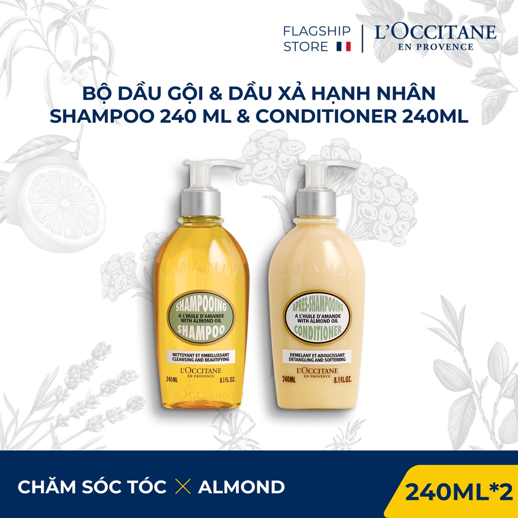 Dầu gội Hạnh Nhân 240 ml &amp; dầu xả Hạnh Nhân 240ml L'Occitane