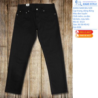 Quần jean nam big size đen tuyền ống đứng