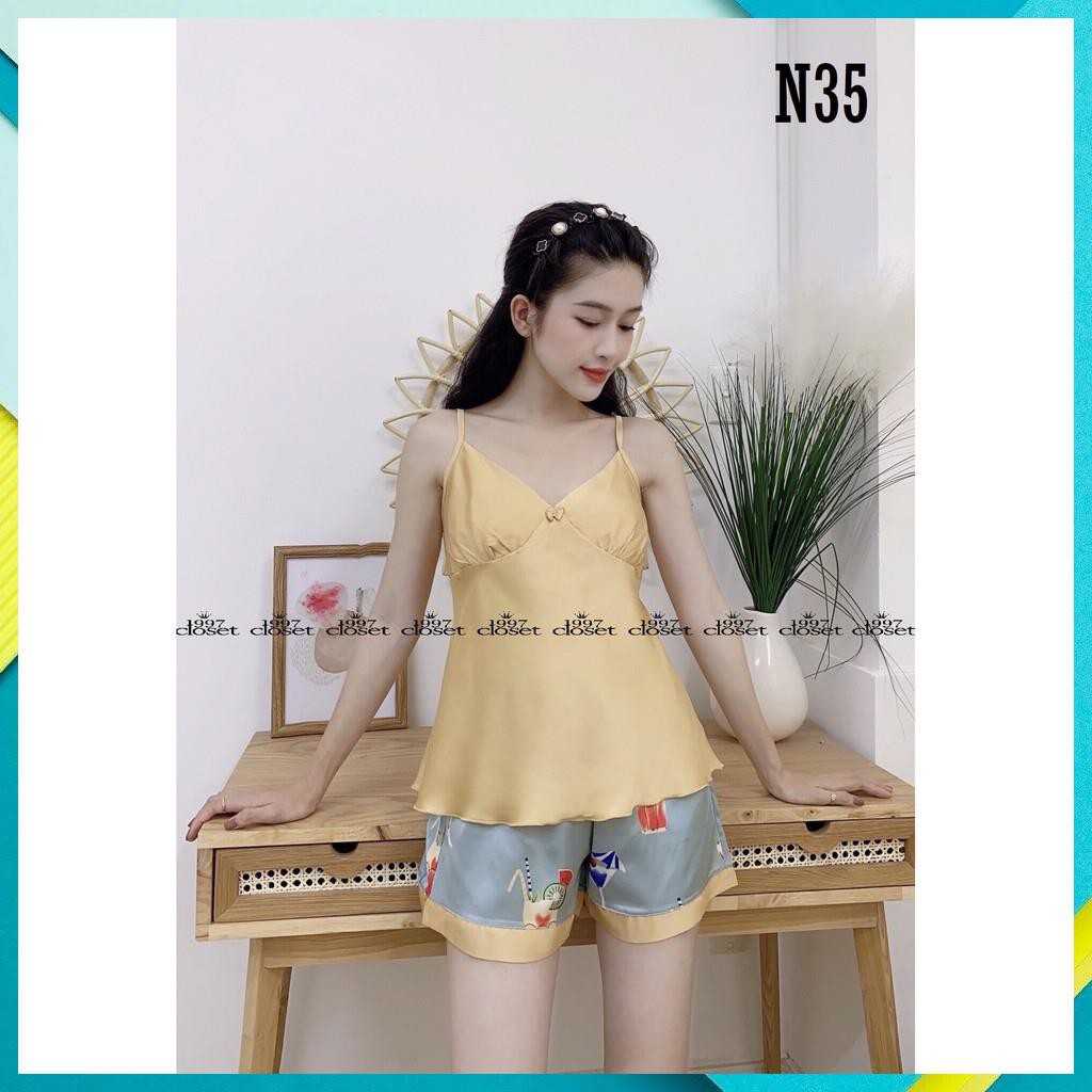 Đồ ngủ nữ, đồ mặc nhà 2 dây có khoen chỉnh & thun phần lưng sau cực xinh N35 - 1997Closet đồ bận đi 