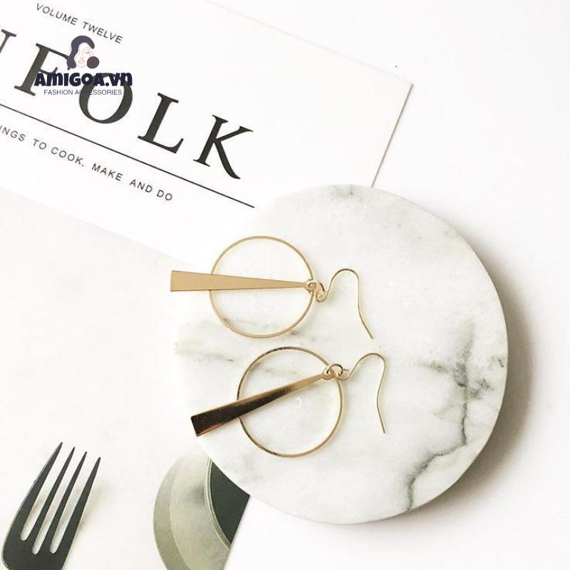 Khuyên Tai Dạng Móc Hình Tròn Bằng Hợp Kim Đơn Giản Cá Tính Thời Trang