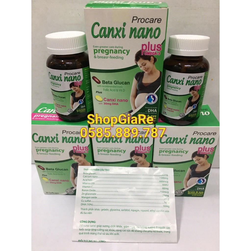 VIÊN UỐNG CANXI NANO Procare BỔ SUNG CANXI CHO PHỤ NỮ CHUẨN BỊ MANG THA LỌ 30 VIÊN