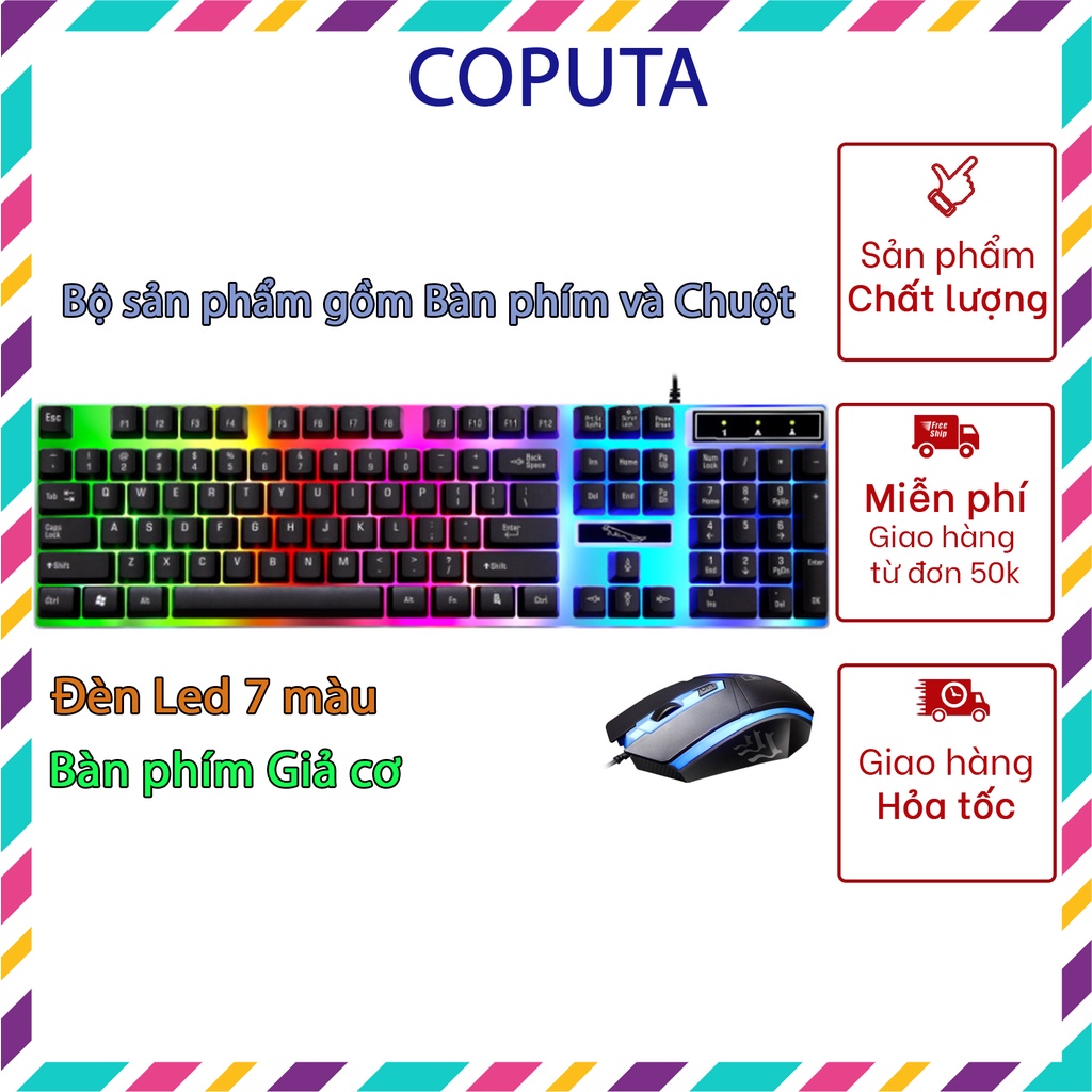 Bàn phím chuột máy tính Led RGB Coputa bàn phím giả cơ bàn phím chuột gaming có dây G21 | BigBuy360 - bigbuy360.vn