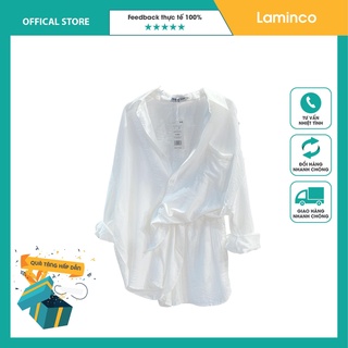 Set đồ nữ sơ mi dài tay kèm quần short Ulzzang Hàn Quốc