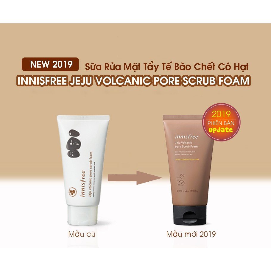 Sữa Rửa Mặt Chiết Xuất Tro Núi Lửa làm sạch sâu Innisfree Volcanic Pore Cleansing Foam 150ml/300ml