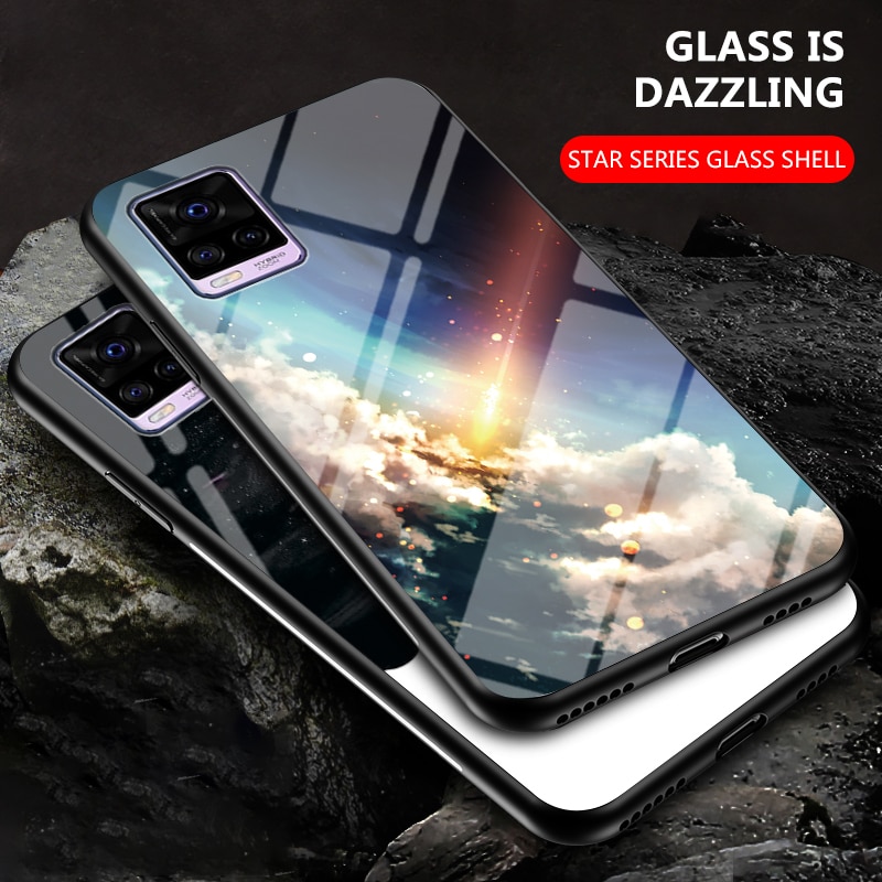 Ốp Lưng Mặt Kính Cường Lực Họa Tiết Cẩm Thạch Cho Vivo V20 Pro