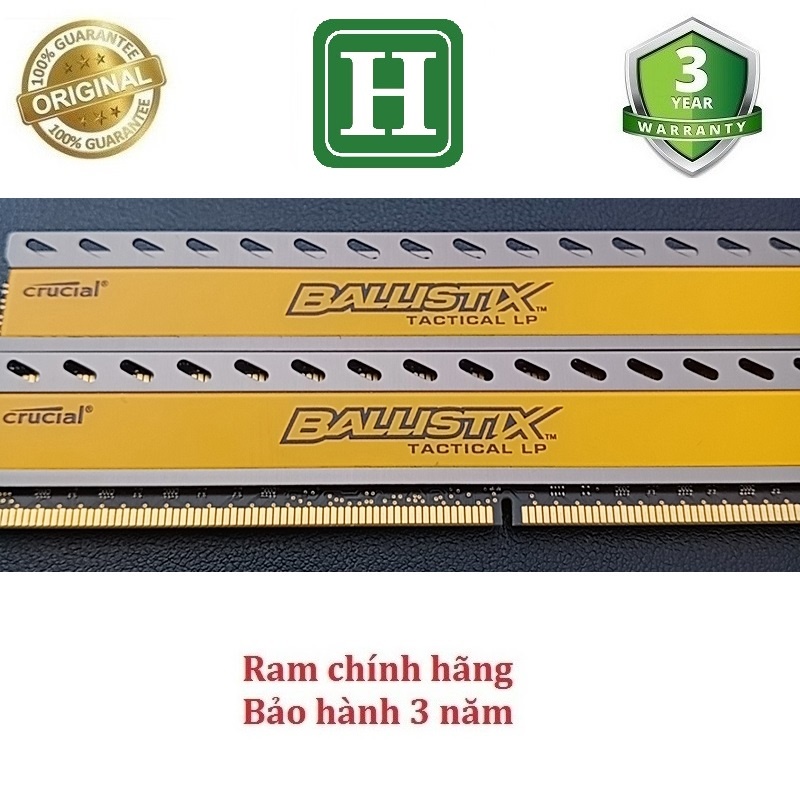 Ram tản nhiệt 8Gb DDR3 bus 1333 overclock tới 1866 (Kit 2x4gb) ram bộ hiệu Crucial Ballistix, tháo máy, bảo hành 3 năm