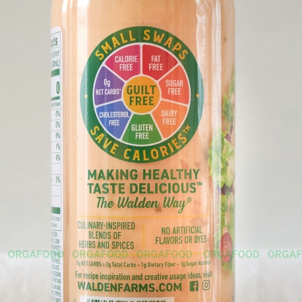 Sốt salad ăn kiêng Walden Farms 355ml 0 calo, 0 đường, EatClean, Keto vị thousand island