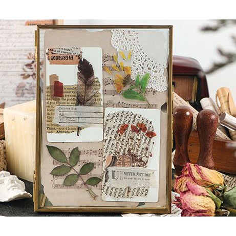 Bộ 40 Sticker hoa lá Cỡ lớn trong suốt - Sticker Vintage hình hoa dán trang trí