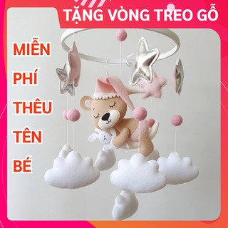 [TẶNG BẢNG TÊN BÉ & VÒNG TREO] Đồ chơi treo nôi cho bé kích thích thị giác ảnh thật, có nhạc tự xoay GẤU MƠ MÀNG 2