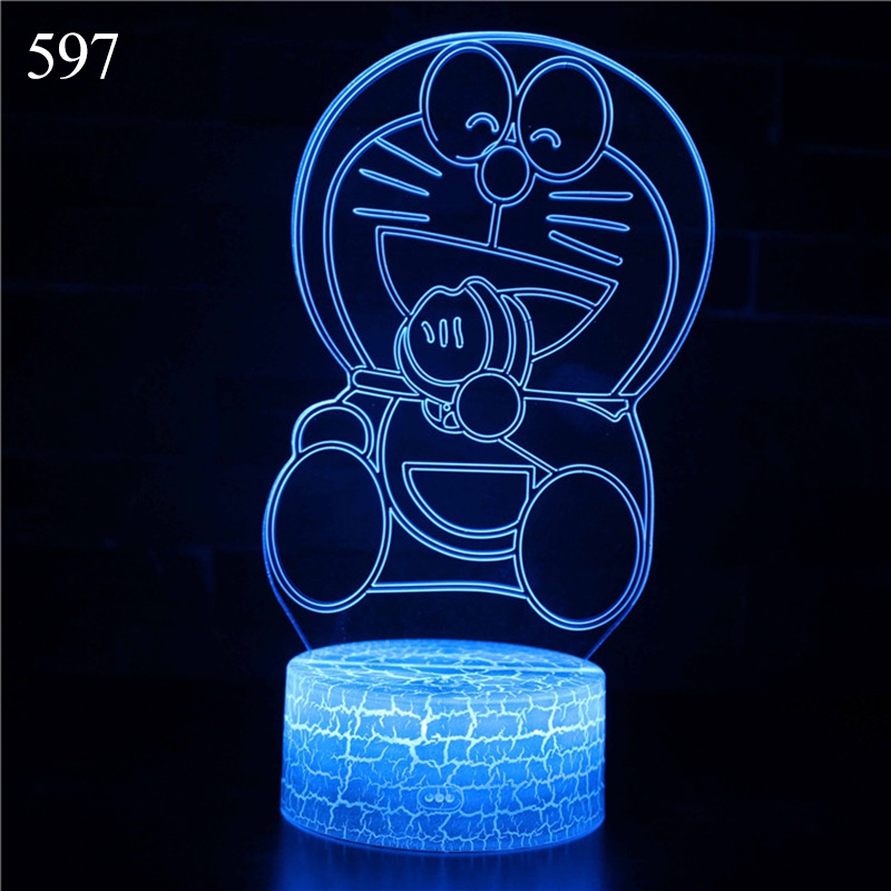 Đèn ngủ LED 3D Ossayi hình doraemon xinh xắn có điều khiển từ xa