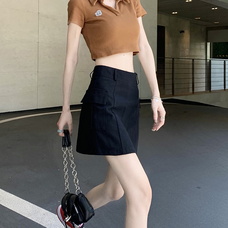 Chân váy nữ phối túi hông LEEVA  phong cách nhẹ nhàng đơn giản CV039