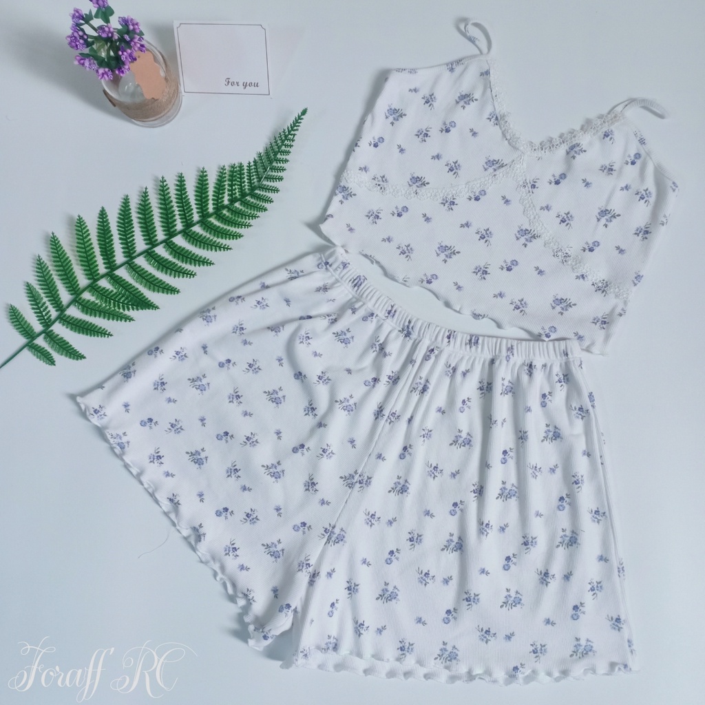 Đồ bộ ngủ nữ RCB11, hai dây cổ tim phối ren | BigBuy360 - bigbuy360.vn