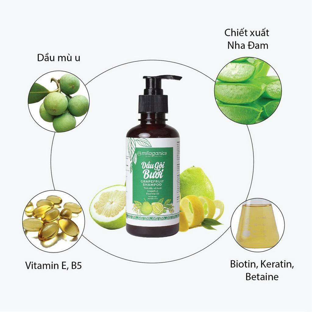 Dầu Gội Milaganics Tinh Dầu Bưởi Kích Thích Mọc Tóc 500ml Hasaki Sản Phẩm Chính Hãng