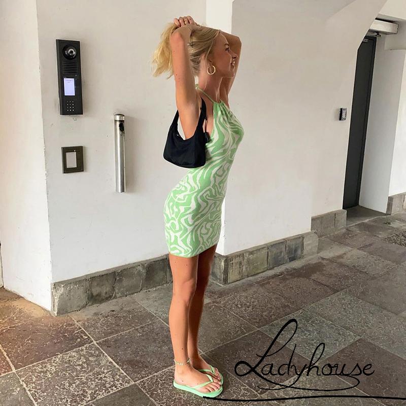 Đầm Mini Hai Dây Hở Lưng Dệt Kim Cổ Điển Gợi Cảm Cho Nữ Ld-Y2K