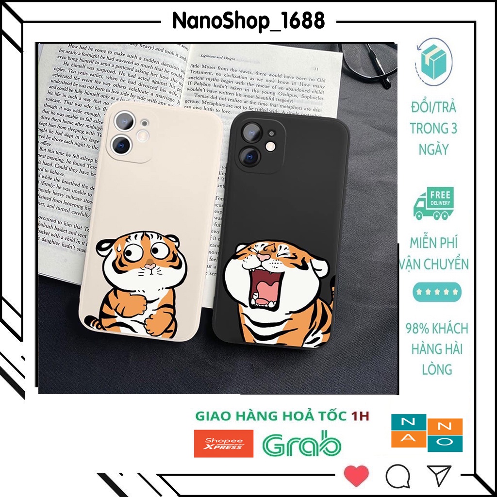 Ốp Lưng Iphone Cạnh Vuông, Bảo Vệ Camera Hình Hổ Con ip 7Plus,8Plus,x,xs,xsmax,11,11promax,12,12promax,13,13promax