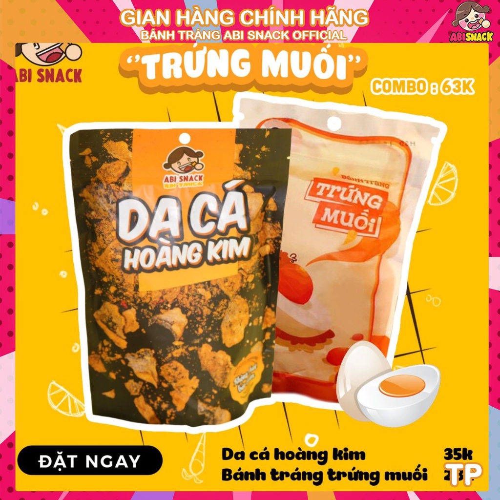 COMBO HOÀNG KIM ( DA CÁ SỐT TRỨNG MUỐI+ BÁNH TRÁNG TRỨNG MUỐI) TẶNG 1 KHẨU TRANG