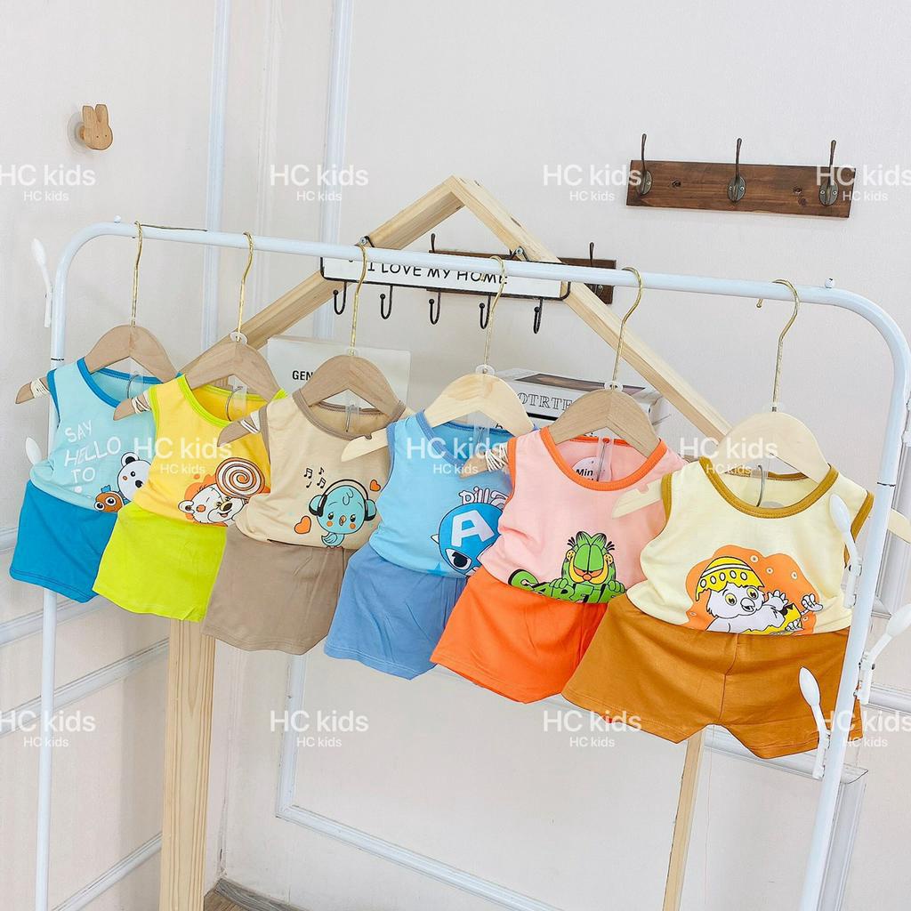Bộ ba lỗ MINKYMOM cho bé sơ sinh in hình to phối màu quần chất liệu thun lạnh thoáng mát thấm mồ hôi cho trẻ em 4-16kg