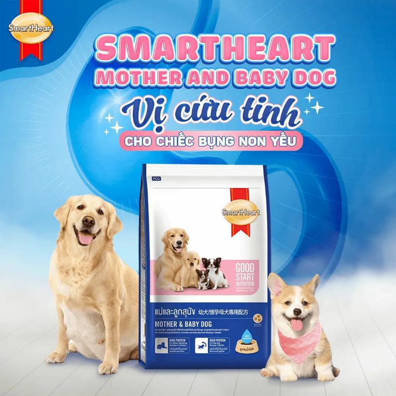 Thức ăn cho chó mẹ mang thai và chó con Smartheart Mother &amp; Baby Dog 1.3kg