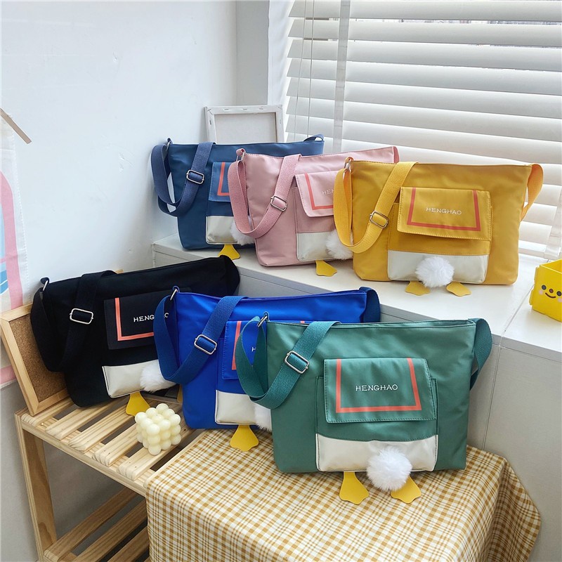 Túi Đeo Vai Bằng Vải Canvas Nylon Sức Chứa Lớn Họa Tiết Hoạt Hình Dành Cho Nữ Sinh
