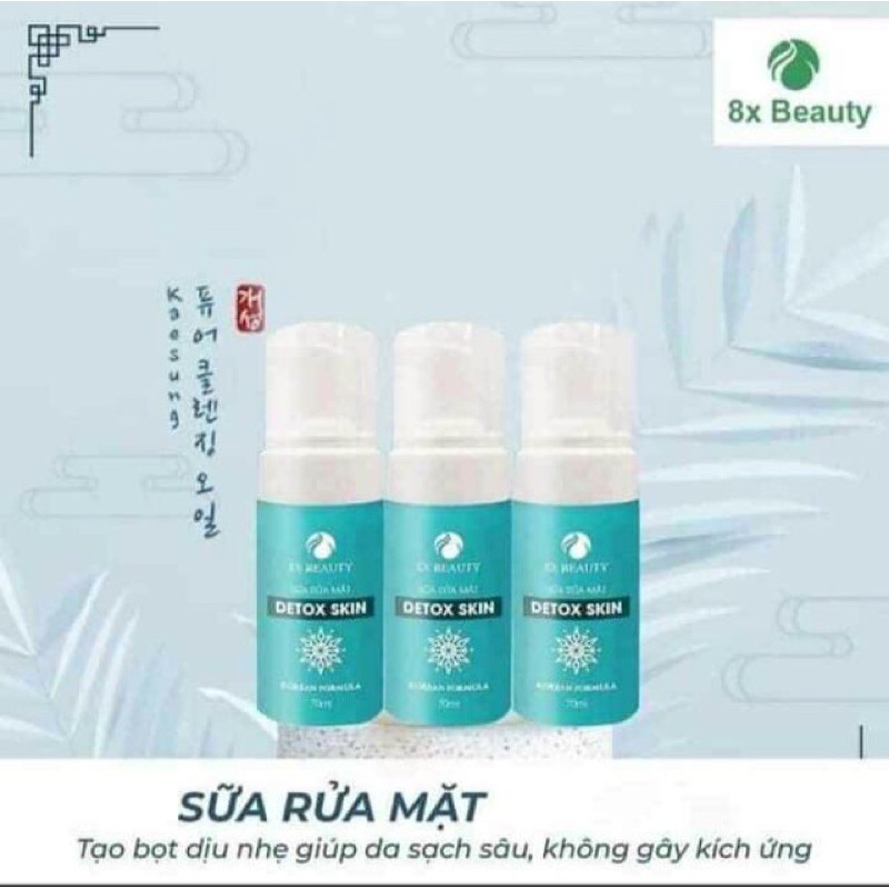 Sữa rửa mặt detox skin. 8x beauty tạo bọt một cách tự nhiên. Làm sạch da.