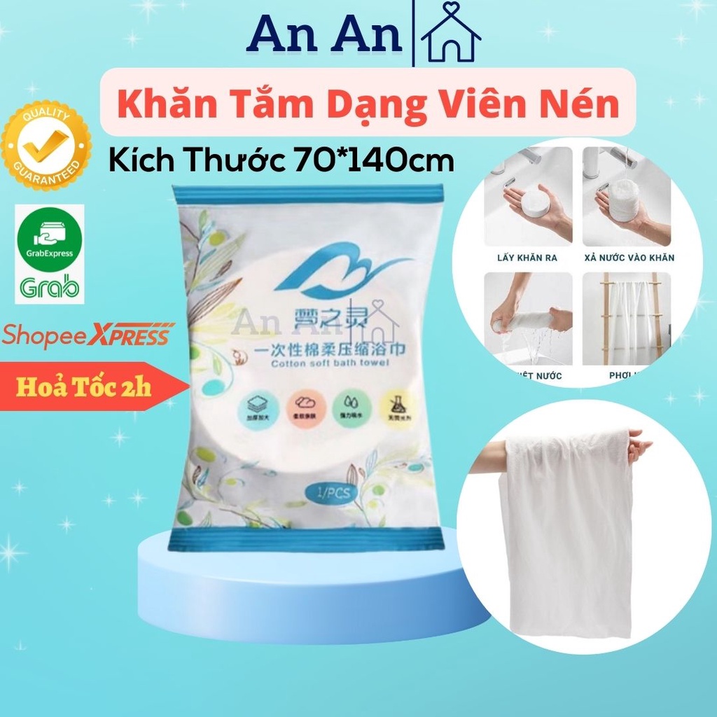 Khăn Tắm Nén, Khăn Tắm Viên Nén Du Lịch (70X140Cm) Dùng Một Lần[Siêu Rẻ], Khăn Tắm 100% Cotton Tiện Lợi