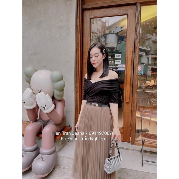 CHÂN VÁY LƯỚI MIDI CẠP MIU DÁNG DÀI QUẢNG CHÂU MS13110