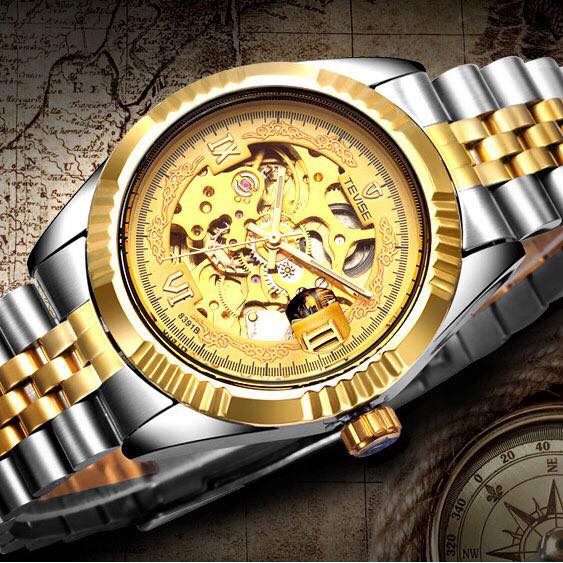 Đồng Hồ Cơ Dây Inoc Đúc Lộ Máy TEVISE Họa Tiết