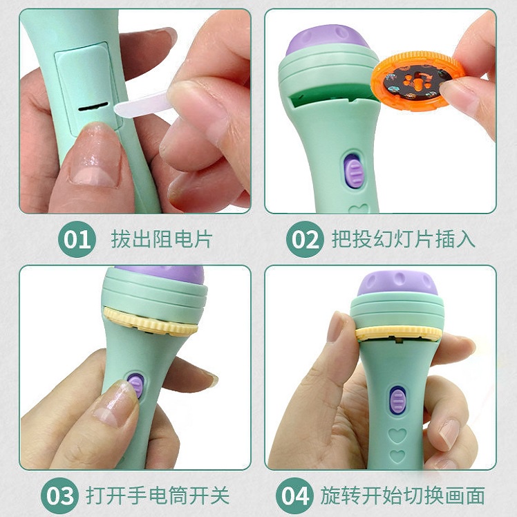 Đèn pin chiếu hình cho bé 10 đĩa 80 hình chiếu ngộ nghĩnh