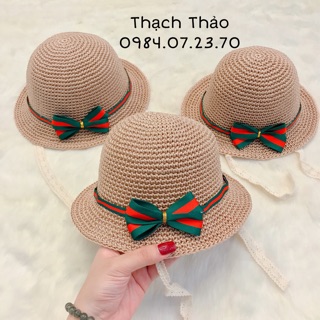 Mũ ajuma nơ cho bé gái