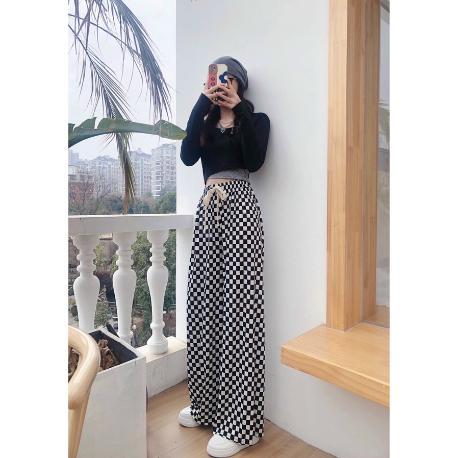 Quần Ống Rộng Lưng Cao Mẫu Siêu Tôn Dáng, Quần Suông Thun Lạnh Hàng Quảng Châu Nhiều Màu