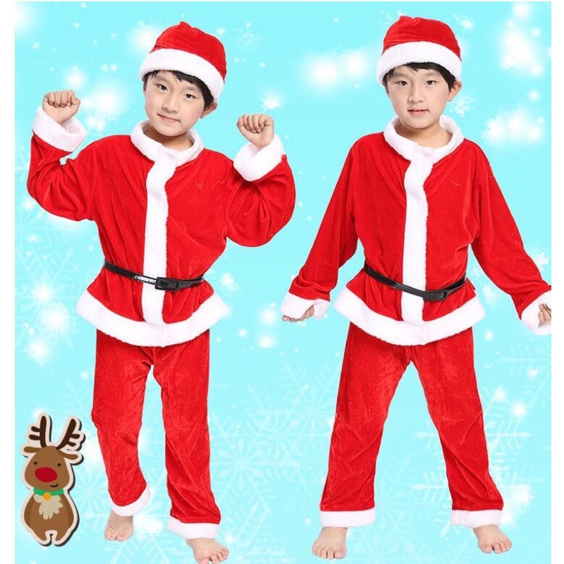 Bộ Đồ Noel cho bé trai và bé gái vải nhung mềm mịn Herokids