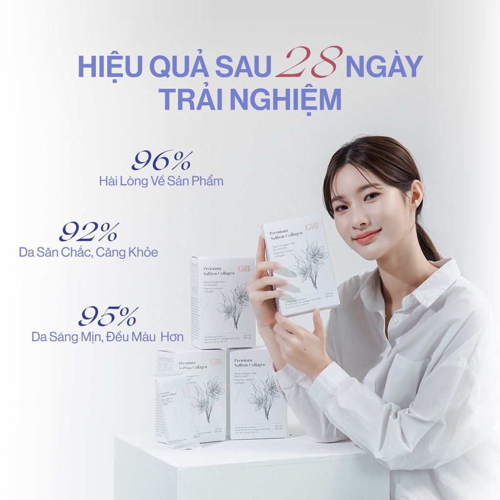 Bột Uống Collagen Cao Cấp Kết Hợp Saffron - Gilaa Premium Saffron Collagen (60 gói x 2g)