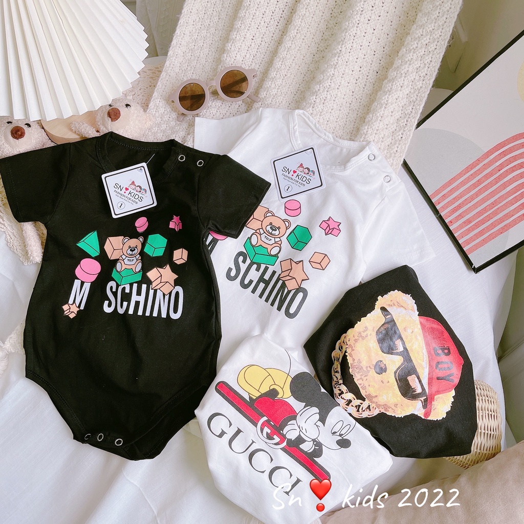 XẢ HÀNG Body chip cho bé trai, bộ body cộc tay chất cotton mát lạnh họa tiết siêu dễ thương cho bé